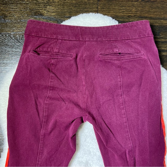 Anthropologie The Essential Slim Burgundy Red Stripe Chino Pants Size 4 - Picture 6 of 10